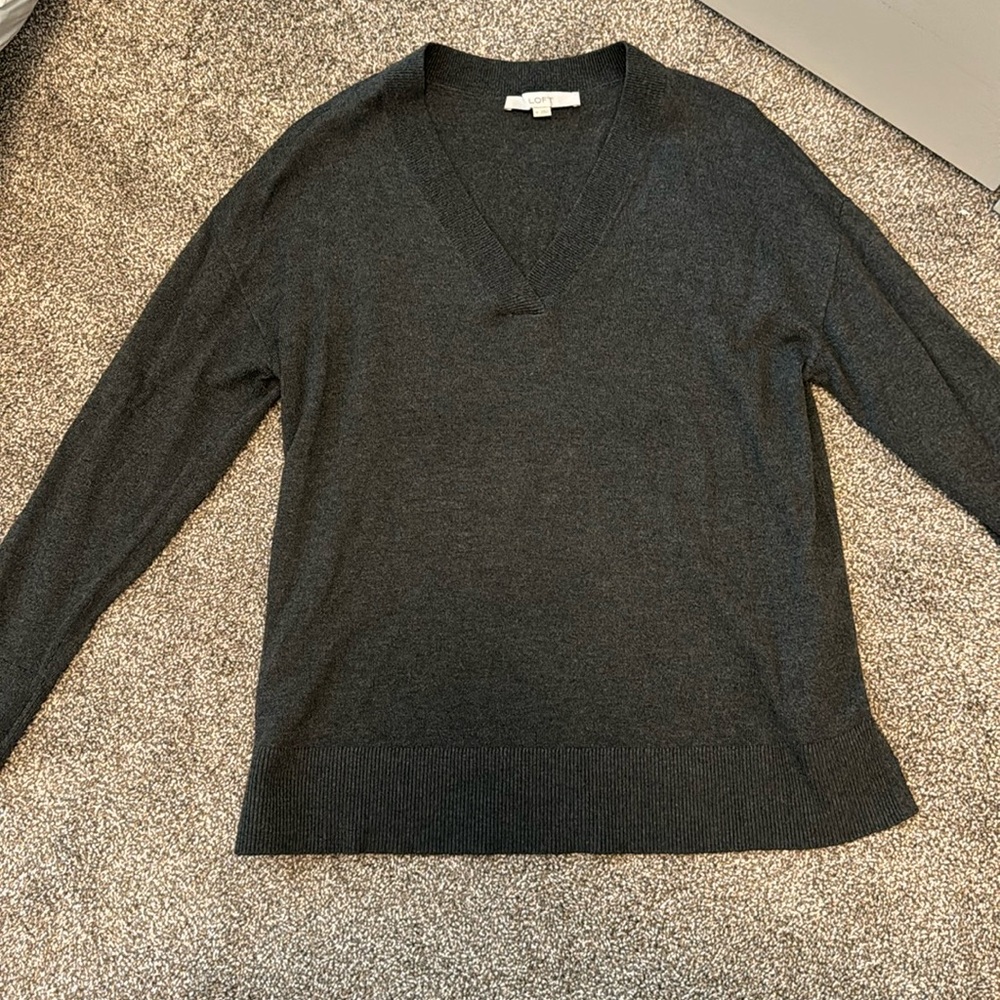 Loft Grey V Neck Sweater
